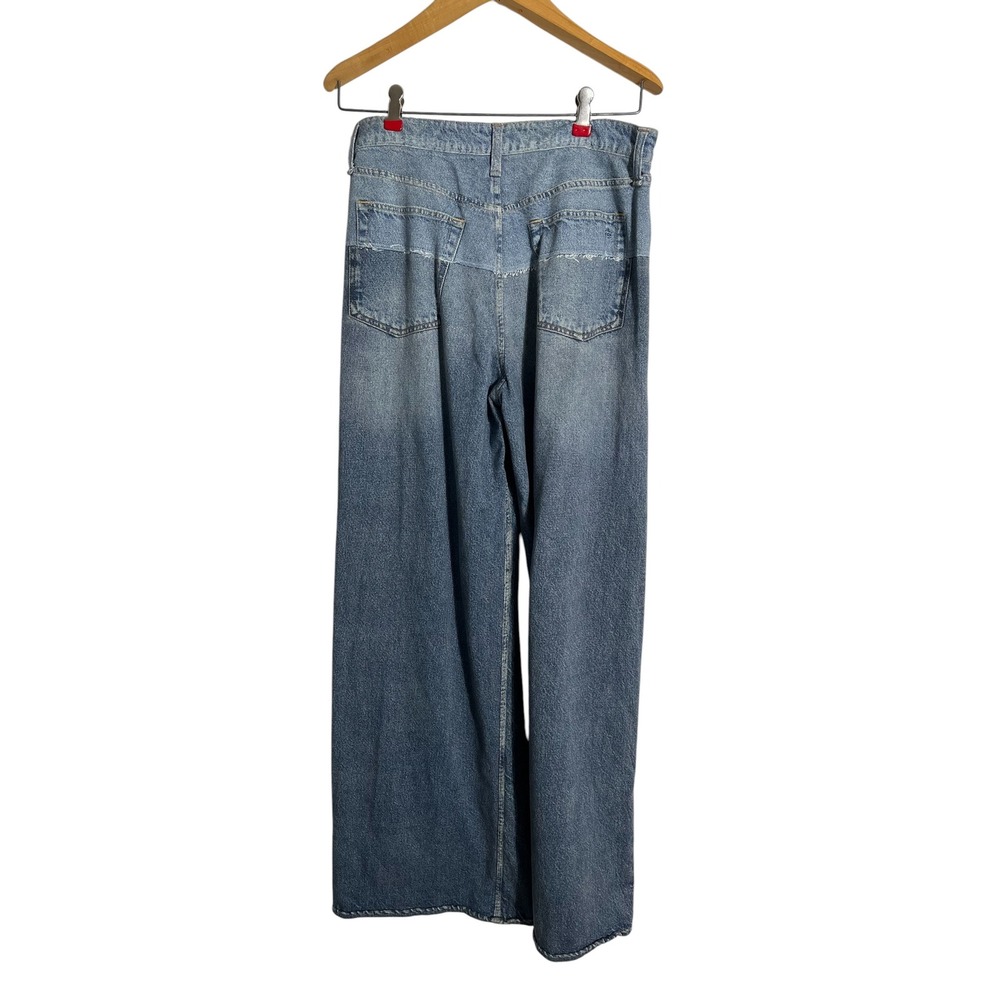 RAG & BONE Miramar Sofie Wide-Leg Pant Two-Tone Sweatpant Jeans Antonia Wash - Picture 4 of 14